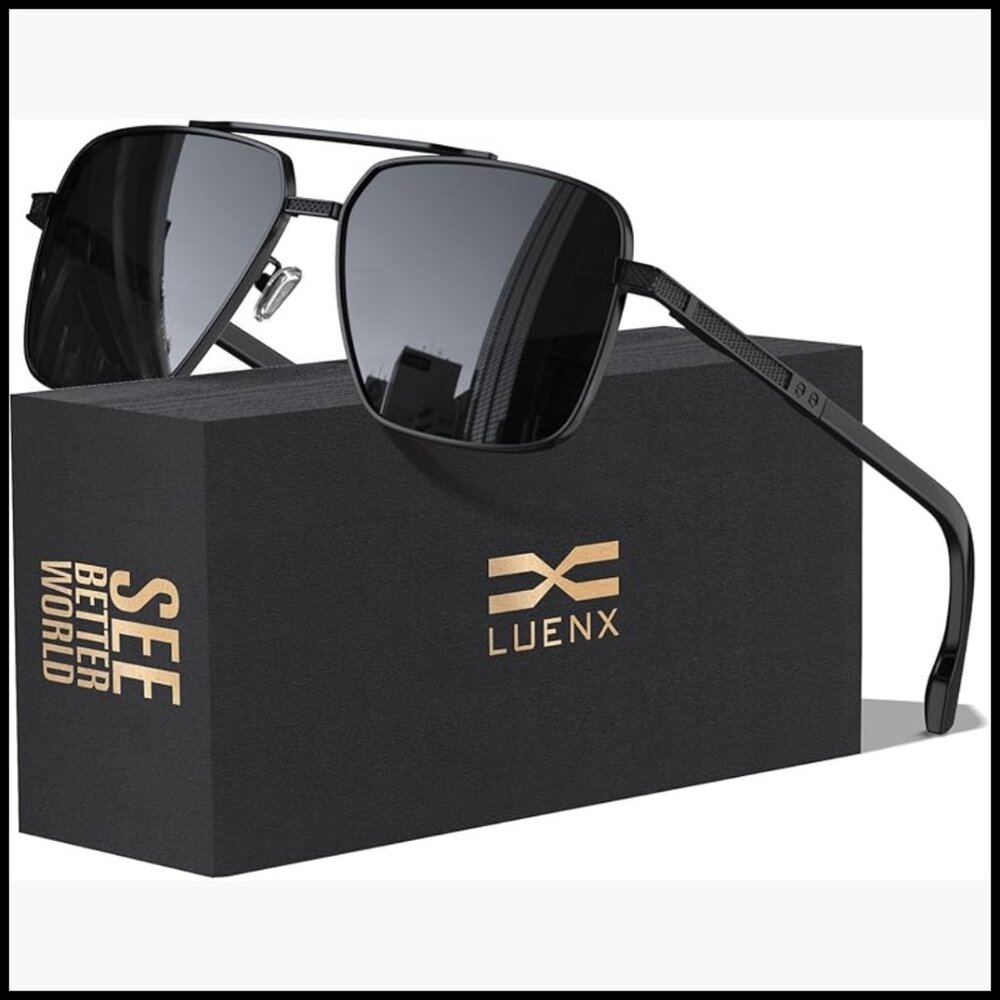Stainless Steel Polarized Sunglasses UV400 Protection Retro Rectangular Frame